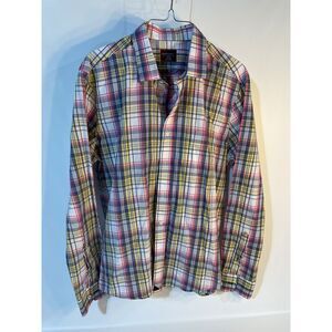 UnTUCKIT Large Slim Fit Long Sleeve Button Up Shirt Multicolor Plaid